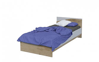 Односпальне ліжко для дитячої, вітальні чи спальні з ДСП Дуб Тахо / Аляска Біла Unity L Intarsio