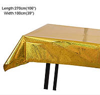 Скатерть клеенка из фольги золотая с голограммой - размер 270*100см