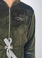 Жіночий велюровий халат на замку 46-56, фото 3