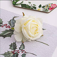 Головка розы белая 6,5см Искусственные цветы из ткани для пасхального декора