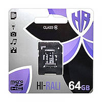 Карта пам'яті Hi-Rali 64 GB microSDXC class 10 + SD Adapter HI-64GBSDCXCL10-01