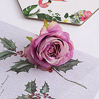 Головка розы 6,5см цвет фуксия Искусственные цветы из ткани для пасхального декора