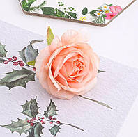 Головка розы 6,5см персиковая Искусственные цветы из ткани для пасхального декора
