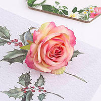 Головка розы 6,5см розовая Искусственные цветы из ткани для пасхального декора