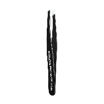 ПІНЦЕТ ДЛЯ БРІВ STALEKS PRO EXPERT 11 TYPE 4 BLACK TE-11/4B, вузькі скошені кромки, колір чорний, фото 3
