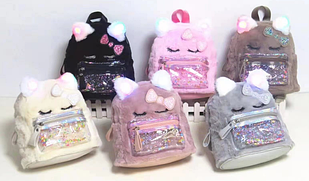 Дитячий хутряний рюкзак Кішечка з бантиком, 6 кольорів