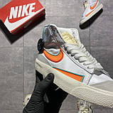 Жіночі кросівки Nike Blazer Mid '77 White Orange, білі шкіряні кросівки найк блейзер мід, фото 3