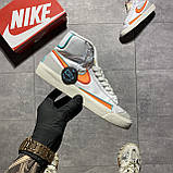 Жіночі кросівки Nike Blazer Mid '77 White Orange, білі шкіряні кросівки найк блейзер мід, фото 2