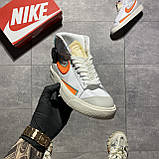 Жіночі кросівки Nike Blazer Mid '77 White Orange, білі шкіряні кросівки найк блейзер мід, фото 8