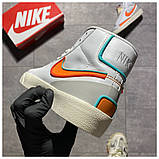 Жіночі кросівки Nike Blazer Mid '77 White Orange, білі шкіряні кросівки найк блейзер мід, фото 6