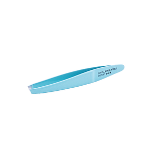 ПІНЦЕТ ДЛЯ БРІВ STALEKS EXPERT PRO 64 TYPE 4 TE-64/4, вузькі скошені кромки, колір блакитний, фото 3