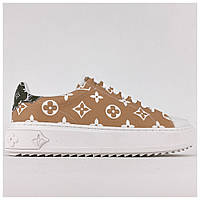 Жіночі кросівки Louis Vuitton Sneakers White Orange, бежеві шкіряні кросівки луї віттон снікерси луі