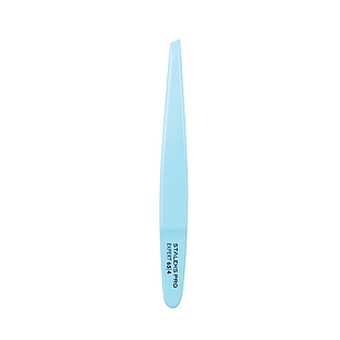 ПІНЦЕТ ДЛЯ БРІВ STALEKS PRO EXPERT 65 TYPE 4 TE-65/4, вузькі скошені кромки, колір блакитний, фото 1