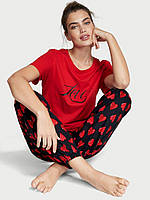 Размер M (46-48). Красная женская пижама Victoria's Secret, хлопковый домашний костюм Виктория Секрет
