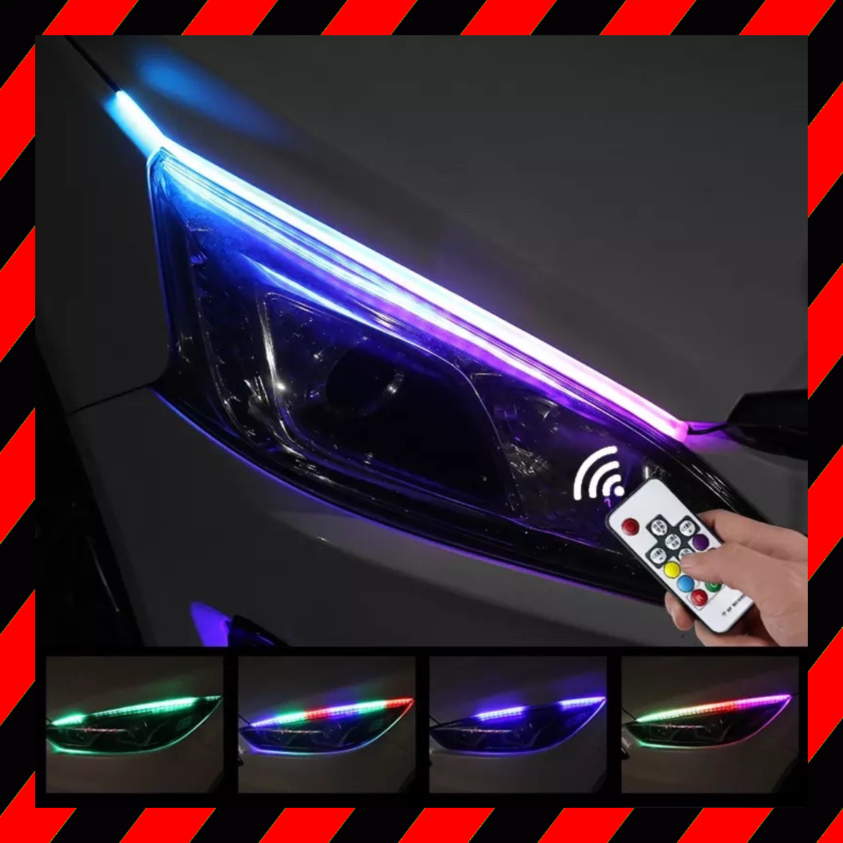Гнучкі ДХО 60см Денні Ходові Вогні RGB (багатобарвні) з Біжучим Поворотом DRL/ДРЛ ДХО + Жовтий поворот