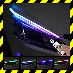 Гибкие ДХО 60см Дневные Ходовые Огни RGB (многоцветные) с Бегущим Поворотом DRL/ДРЛ ДХО + Желтый поворот