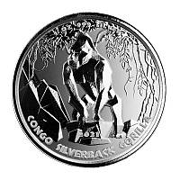 Монета Горилла Конго, 2021, серебро 1 унция 999 пробы