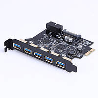 Высокоскоростной контроллер плата расширения PCI-E к 5xUSB 3,0, 19/20 контактный SATA питания для компьютера