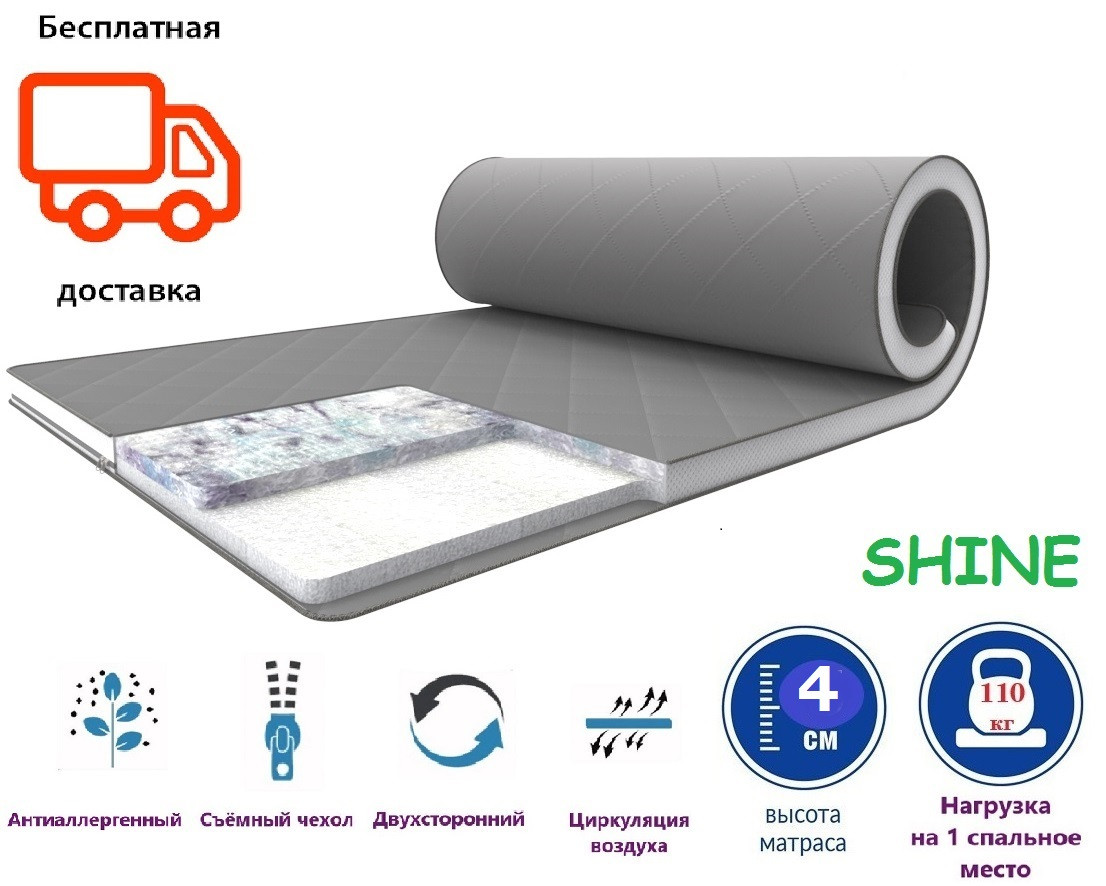 Матрац топпер-футон 4см 90x190 SHINE (Блиск) серія Gray-White