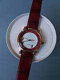 Годинник в коричнево-бордовому відтінку з трьома цифрами на циферблаті, фото 5