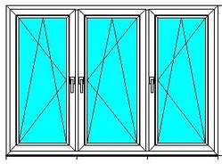 Вікно з 3 поворотно-відкидними стулками 6-камерна 70мм TROCAL 1900*1350 енергозберігаюче біле
