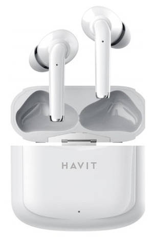 Навушники вакуумні безпровідні з мікрофоном Havit HV-TW966 Bluetooth в кейсі Білий, фото 1