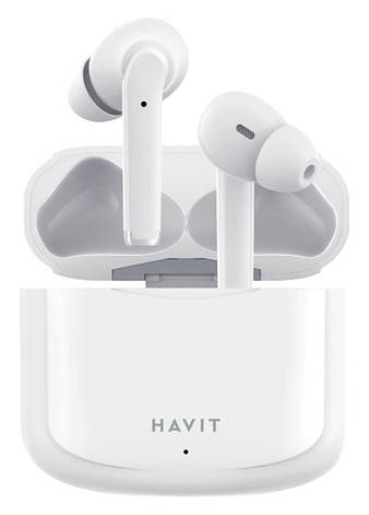 Навушники вакуумні безпровідні з мікрофоном Havit HV-TW966 Bluetooth в кейсі Білий, фото 3