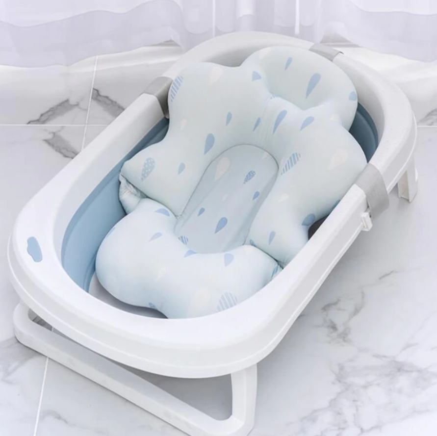 Матрацик-подушка для купання дитини у ванночку з кріпленнями Belove, Blue Rain +