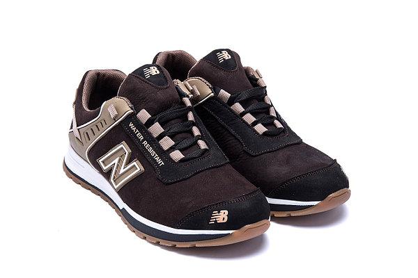 Чоловічі шкіряні кросівки коричневі весни/осінь NB Brown, фото 1