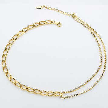 XUPING Колье Позолота 18к з білими цирконами Довжина 40+5.5см, Ширина 0.6см