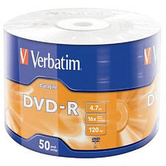 Диск DVD-R 4.7GB 16x 50рсs Verbatim Matt Silver Spindle (код 75631)