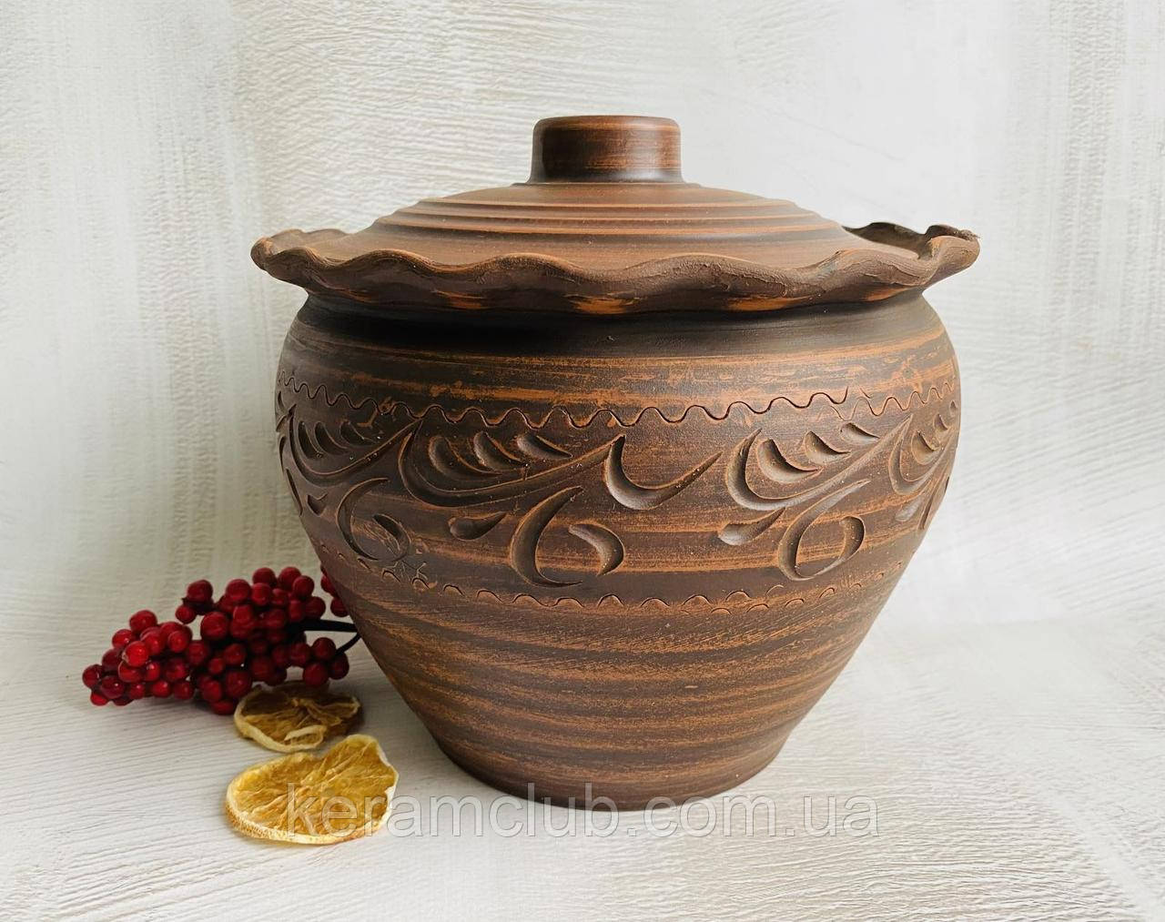 Купить Гончарная макитра Керамклуб волна 3 л, цена 481 ₴ — Prom.ua (ID ...