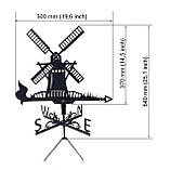 Флюгер Млин, Вітряк, флюгер на дах з металу 2 мм., фото 2