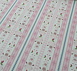 Декоративна тканина в смужку коралового-зеленого кольору, фото 3