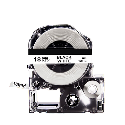 Картридж зі стрічкою для принтера Epson LabelWorks LK5WBN 18 мм 8 м Чорний/Білий, фото 2