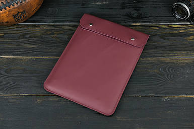 Чохол для MacBook Дизайн №38 з натуральної шкіри колір Бордо