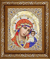 ЖЛ-4701 Пресвята Богородиця Казанська у перлах та кристалах, набір для вишивання бісером ікони