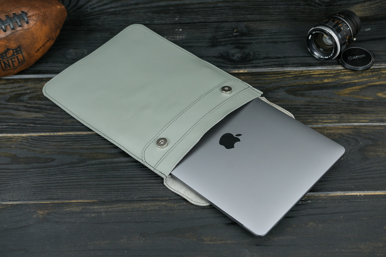 Шкіряний чохол для MacBook Air 13" (2018-2021) Дизайн №38, натуральна шкіра Grand, колір Сірий