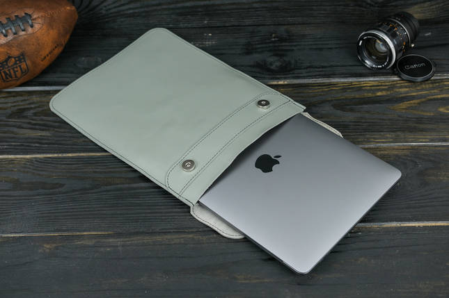 Шкіряний чохол для MacBook Air 13" (2018-2021) Дизайн №38, натуральна шкіра Grand, колір Сірий, фото 1