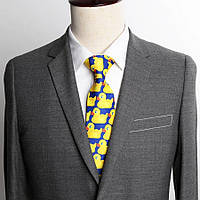 Краватка Качечка синій жовтий з каченятами іміджевий яскравий качки