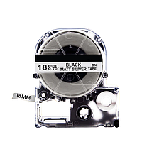Картридж зі стрічкою для принтера Epson LabelWorks LK5SBE 18 мм 8 м Чорний/Матово-сріблястий