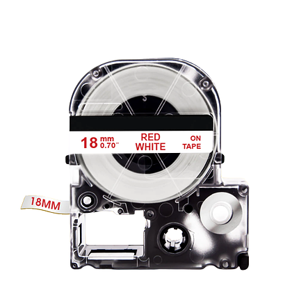 Картридж зі стрічкою для принтера Epson LabelWorks LK5WRN 18 мм 8 м Червоний/Білий, фото 2
