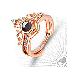 Кільце з проекцією "I Love You" на 100 мовах світу / Жіноче подвійне кільце, фото 3