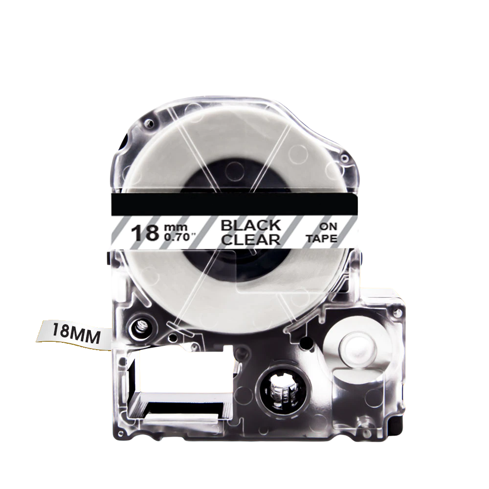Картридж зі стрічкою для принтера Epson LabelWorks LK5TBN 18 мм 8 м Чорний/Прозорий