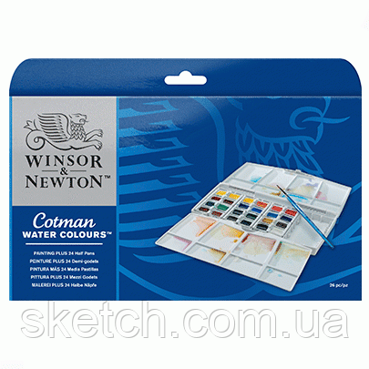 Набір акварельних фарб Winsor&Newton, 24шт+пензлик