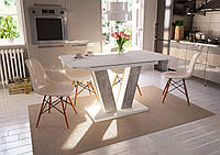 Белый обеденный стол Интарсио Torino из ламинированной ДСП раскладной