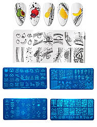 Набір Пластин для Стемпинга 5 штук - Металева Пластина для Стемпинга Геометрія Тварини Рослини 12*6 см