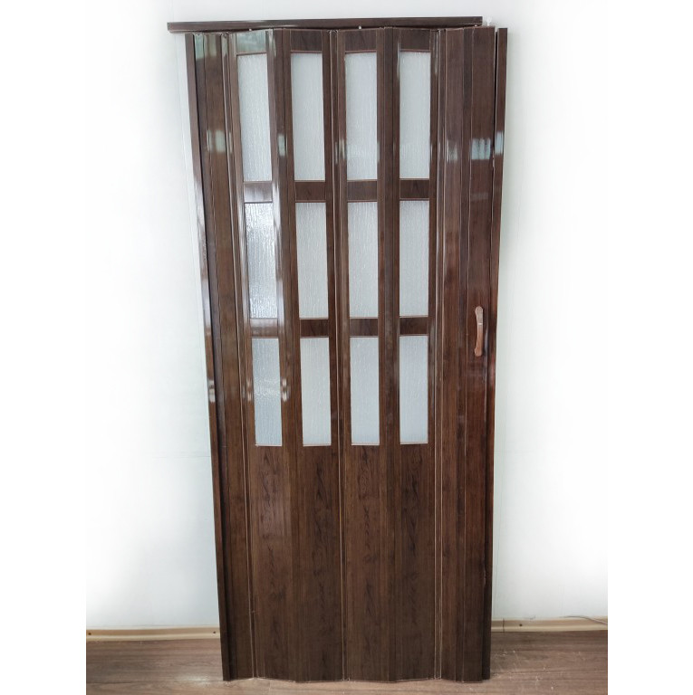 Двері гармошка полуостекленные, дуб темний 100х203см. Міжкімнатні двері гармошка. Доставка., фото 1