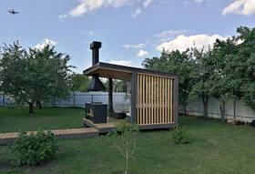 Альтанка 4 х 3,5 з барбекю у сучасному стилі