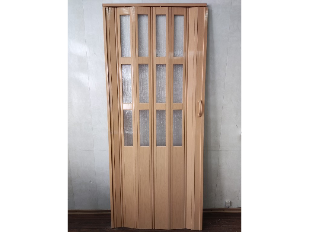 Двері гармошка полуостекленные, дуб світлий 86х203. Міжкімнатні двері гармошка. Доставка., фото 1